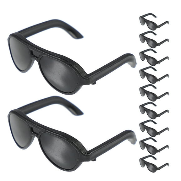 KALLORY 12Pcs Mini Sunglasses For Dolls Black Round Shape Playful Accessory
