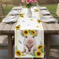 thumbnail image 4 of Sunflower Pig Table Runner 90 Inches, Summer Eucalyptus Yellow Lace Bed Runner Dresser Scarves Tabletop for Indoor Outdoor Parties/Ceremony/Banquet, 13" x 90", 4 of 9