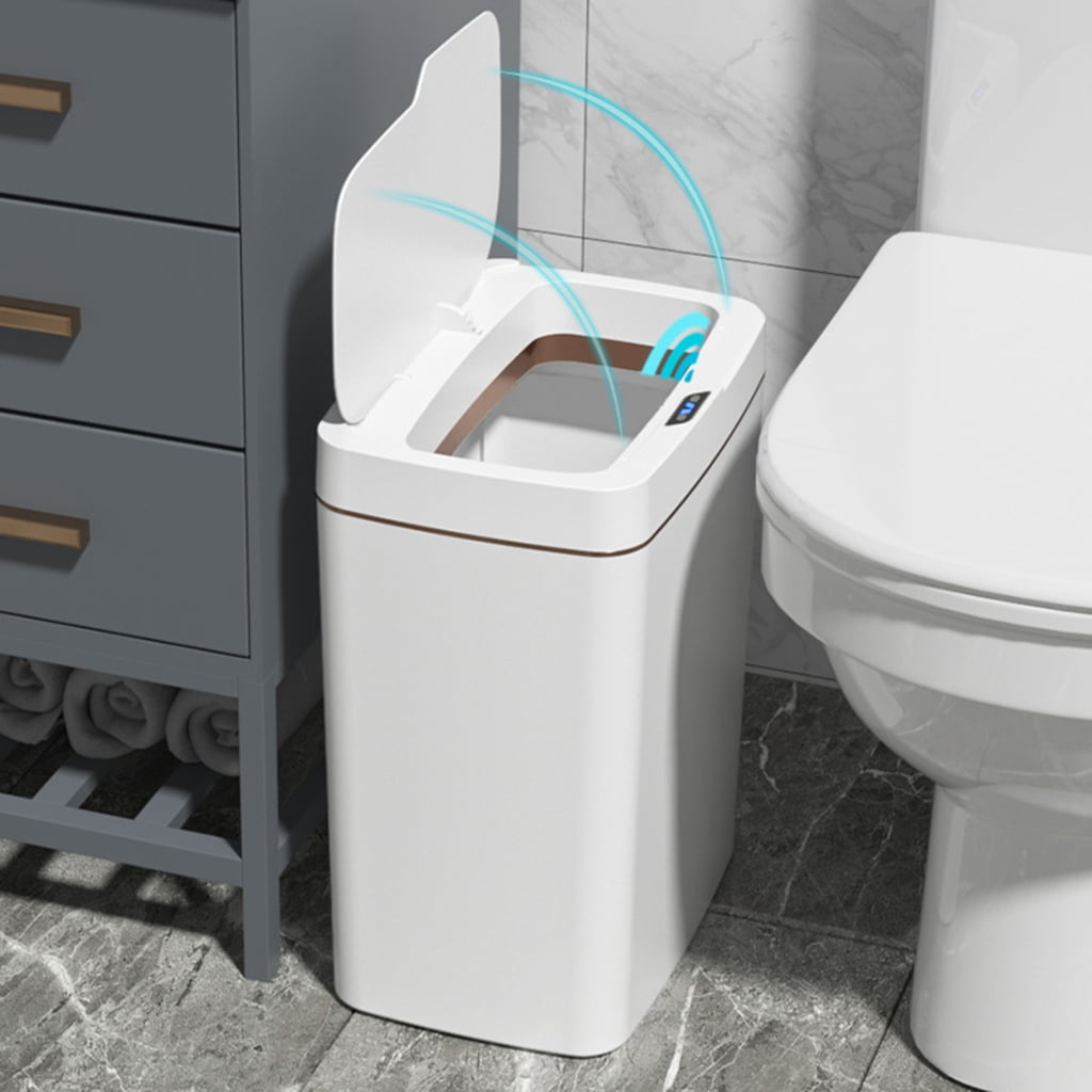 Intelligent Trash Bin with Motion Sensors Lid, Convenient Automatic Garbage Can for Bathroom Dustbin 15L/18L Capacity