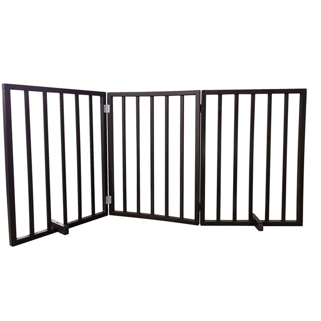 AmeriHome WFPGB3 54 in. Freestanding 3Panel Folding Wood Pet Gate