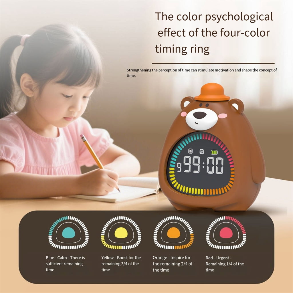 PatungKu Bear Shape Alarm Clock With Nightlight Timer Function Soft Glows Silicones PVC Safe For Children Bedrooms Home Decors
