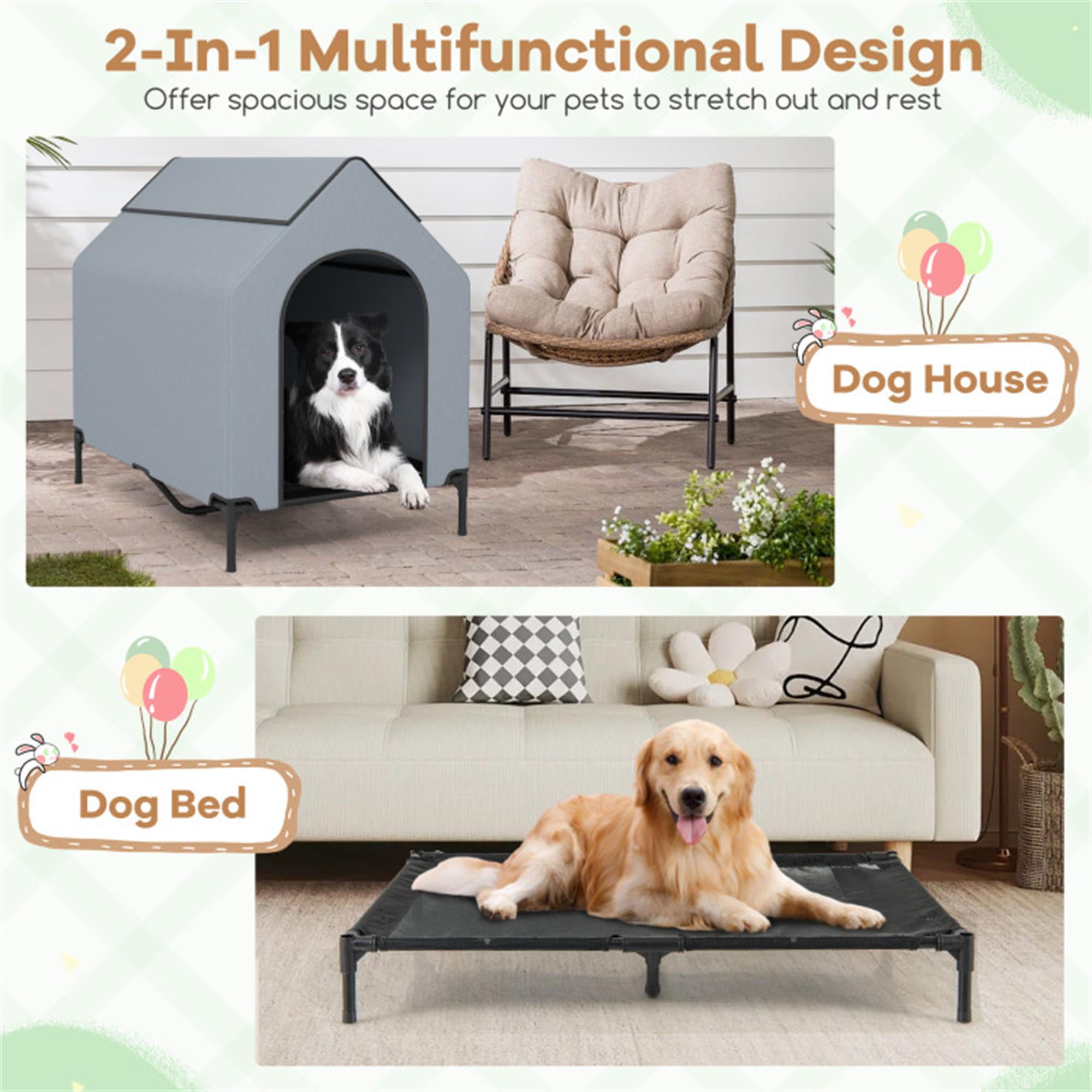 Pefilos 43" Dog House for Medium Dogs, Outside Elevated Dog Bed, Weatherproof Dog Kennel for Indoor and Outdoor, Portable Dog Shelter Cot with Ventilated Windows, Gray Pefilos 43" Dog House for Medium Dogs, Outside Elevated Dog Bed, Weatherproof Dog Kennel for Indoor and Outdoor, Portable Dog Shelter Cot with Ventilated Windows, Gray
