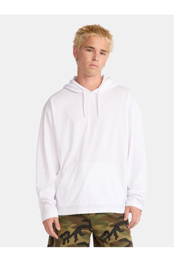 Men's & Big Men's Cotton Long Sleeve Jersey Tee Shirt Hoodie, Sizes XS-5XL