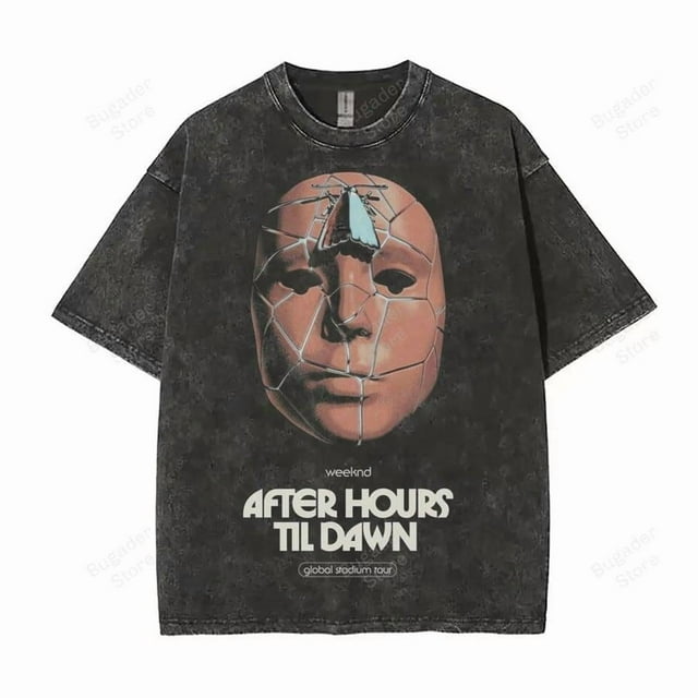 The Weeknd After Hours T-Shirt Masque - Tee Tournée Mondiale du Stade, Visage Craquelé Papillon de Nuit Graphique T-S - comme sur l'Image - 3TG