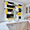 thumbnail image 2 of Yellow Kitchen Curtains Black Grey Window Curtains Valance and Tier Set of 3, White Modern Rod Pocket Short Tier Curtain, Abstract Art Small Cafe Curtains for Kitchen Decor 52" x 24", 2 of 6