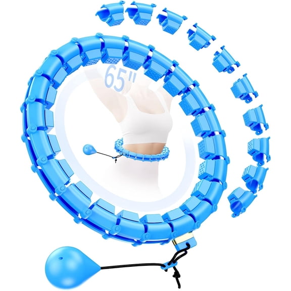 Fit Hoop Weighted Waist Hoop for Adults Weight Loss at Home, Fitness Hoop with 32 Detachable Knots, 65 Inch Plus Size, Exercise Training Hoop for Women, Workout Equipment for Gifts