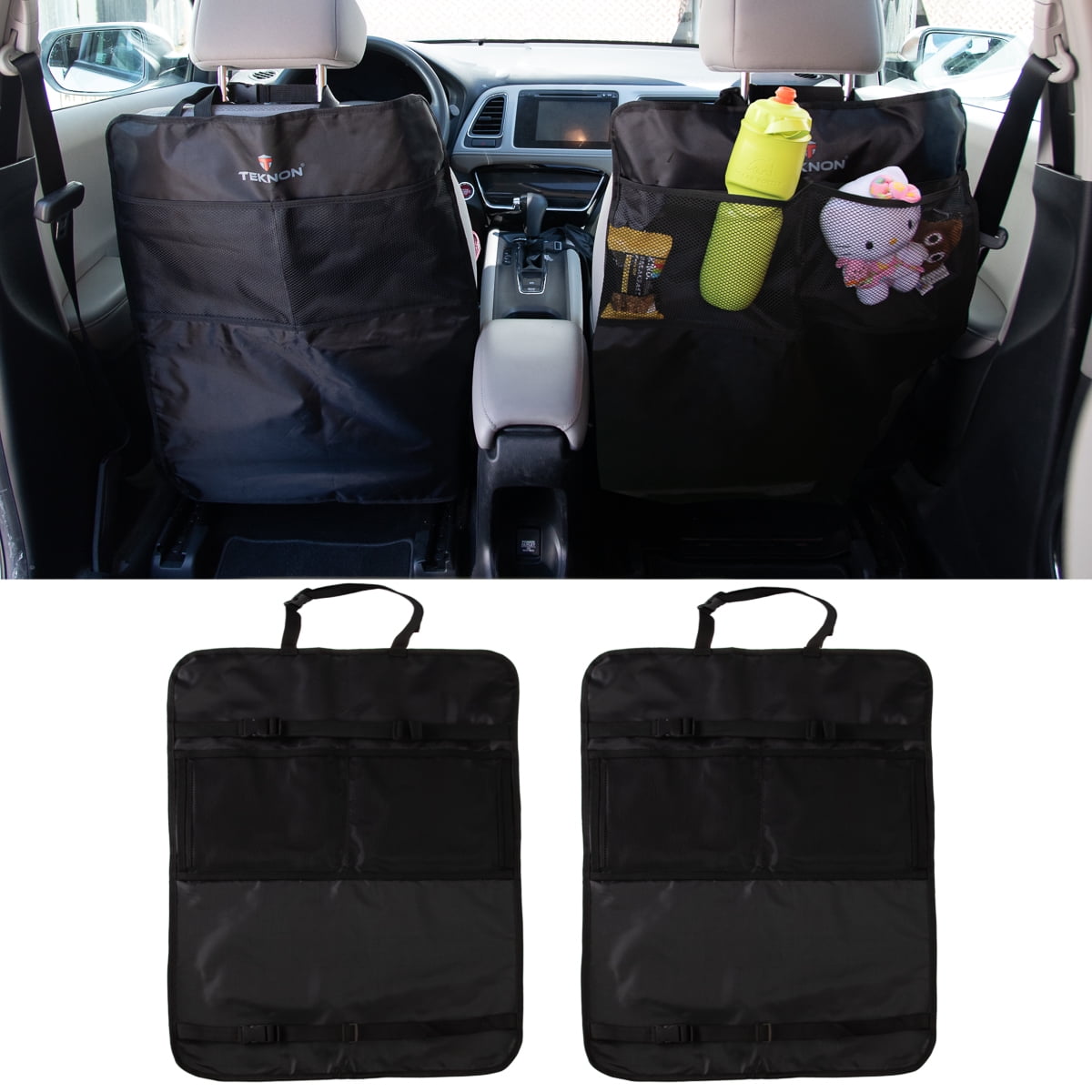 Teknon (2 Pack) Car Seat Protector Kick Mats Backseat Organizer Car