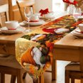 thumbnail image 2 of Orange Gnomes Fall Table Runner Linen Burlap Table Runner 48 Inches Long Thanksgiving Pumpkins Forest Dresser Scarves for Kitchen Island Coffee Dining Room Party Wedding Holiday Decoration 13"x48", 2 of 8