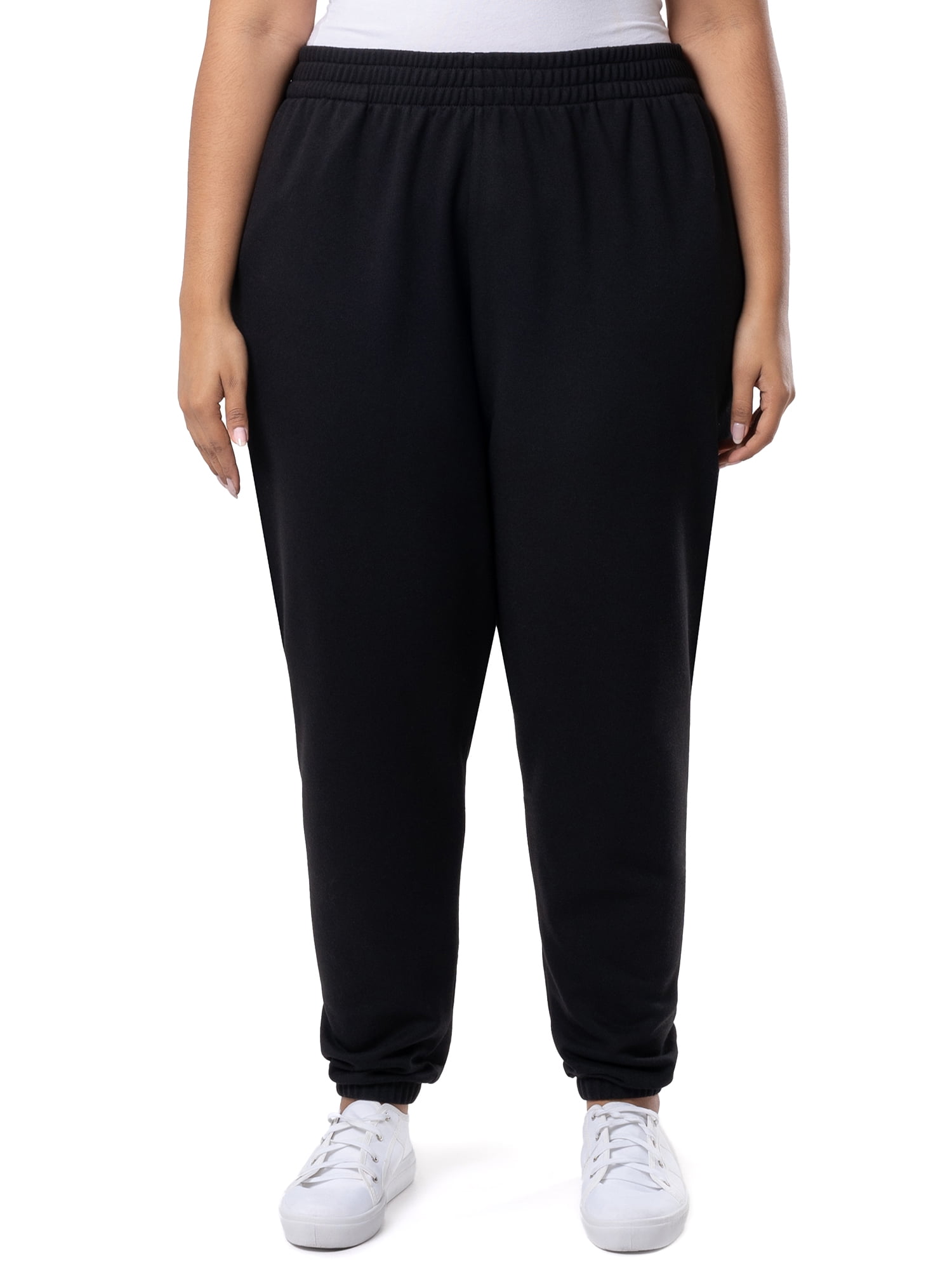 Terra & Sky Women's Plus Size Cotton Blend Fleece Sweatpants, 3-Pack