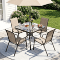 thumbnail image 3 of Arlopu Patio Dining Set 5 Pieces, Outdoor Furniture w/ Metal Table and 4 Stackable Textilene Chairs, All Weather, 330LBS, 3 of 13