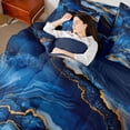 thumbnail image 4 of jejeloiu Marble Texture Print 7-Piece Bedding Comforter Set,Modern Abstract Aesthetic King Bedding Sets,Blue Gold Bed Sheets For Girls Kids,Super Cozy Room Decor Reversible, 4 of 8