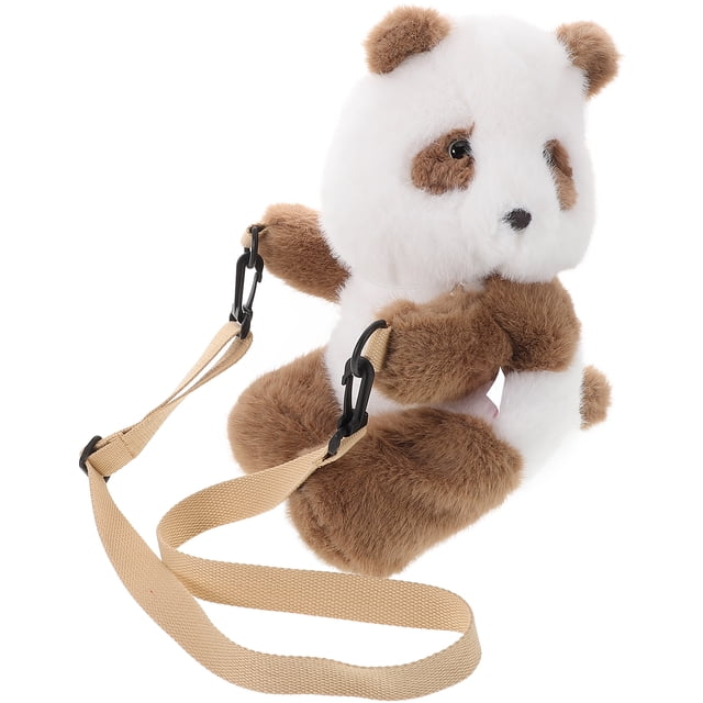 Bolso bandolera de peluche de panda para niños, bolso de hombro con diseño de panda de peluche, bolso de muñeca de animal esponjoso para niños pequeños