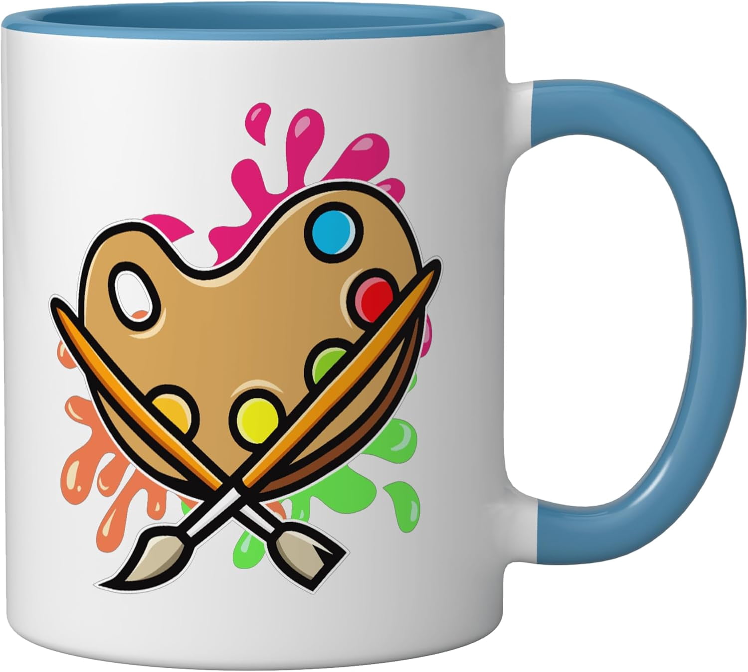 JJEAN-Artist Paint Palette And Brushes I Art I Artist Ceramic Mug, Blue/White