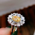 thumbnail image 4 of Yellow Diamond Blooming Flower Ring Copper With Sterling Silver Gem Inlay Adjustable Size Jewelry For Women Everyday, 4 of 6
