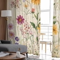 thumbnail image 4 of Botanical Floral Sheer Curtains 63 Inches Length 2 Panels Set, Window Sheer Curtains for Living Room/Bedroom, Retro Purple Pink Yellow Wildflowers Light Filtering Rod Pocket Curtain 52'' x 63'' x 2, 4 of 7