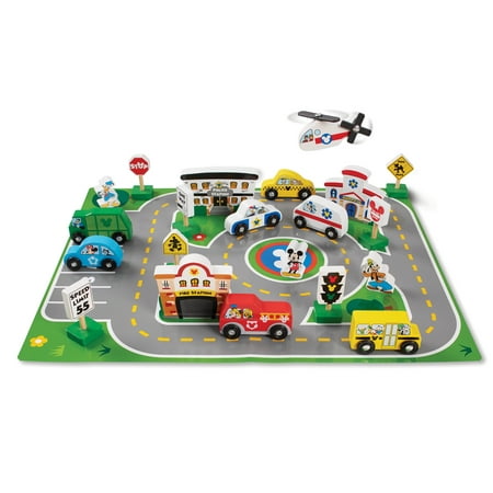 Melissa Doug Disney Mickey Mouse Deluxe Wooden Vehicle Play Set