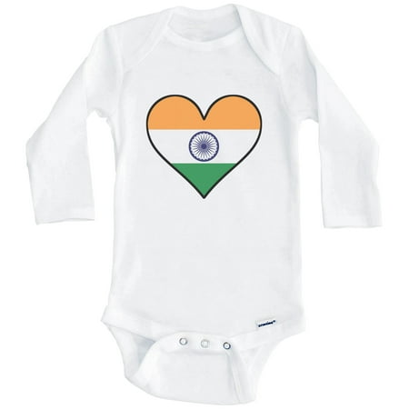 

Indian Flag Baby Bodysuit - Cute Indian Flag Heart - India Baby Bodysuit (Long Sleeve) 0-3 Months White