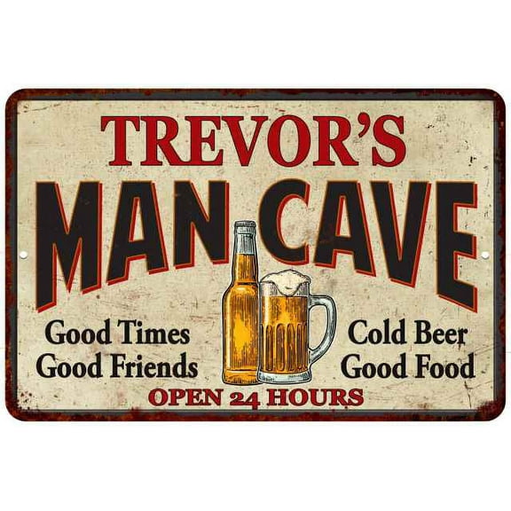 TREVOR'S Man Cave Metal Sign Wall Decor Gift 8x12 108120011321