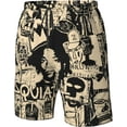thumbnail image 5 of Jean Michel Basquiat Men's Beach Shorts Quick Dry Athletic Workout Swim Shorts Elastic Waist Drawstring Summer Shorts, 5 of 5