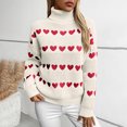 thumbnail image 2 of Posijego Turtleneck Sweater for Women Heart Graphic Crochet Long Sleeve Pullovers Fall Winter Warm Sweaters, 2 of 5