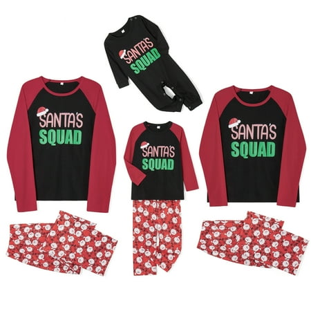 

Family Matching Christmas Pajamas Set Letter Hat Print Sleepwear Suit XMAS Jammies