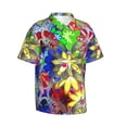 thumbnail image 2 of Peach Abstract Flower Hawaiian Shirts For Men, Summer Short-Sleeve Relaxed-Fit Button-Down Shirts Large, 2 of 9