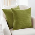 thumbnail image 2 of Deconovo Pineapple Pattern Corduroy Throw Pillow Covers, Lime Green, 22 x 22 Inch, Invisible Zipper, Solid Decorative Cushion Cases for Sofa Couch, 2 of 6