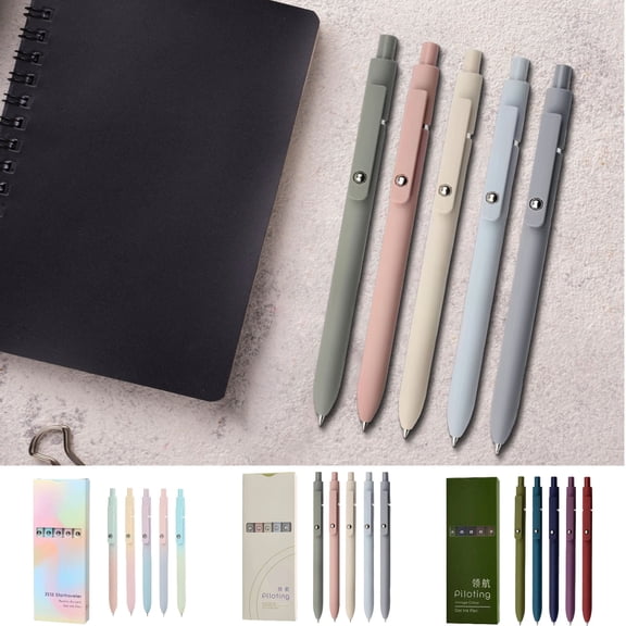 TACILIP Office Supplies, 5PC Rollerball Gel Pens Gel Pens with Roller Ball On Clip Pen with Roller Ball On Clip Gel Pen with Roller Ball Fidget with Refill Multicolor Color Press 10ml, Men Gifts