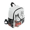 thumbnail image 2 of FORMRS Kids School Backpack with Front Zippered Pocket 12" Student Travel Daypack, Black Chubby Cat, 2 of 6
