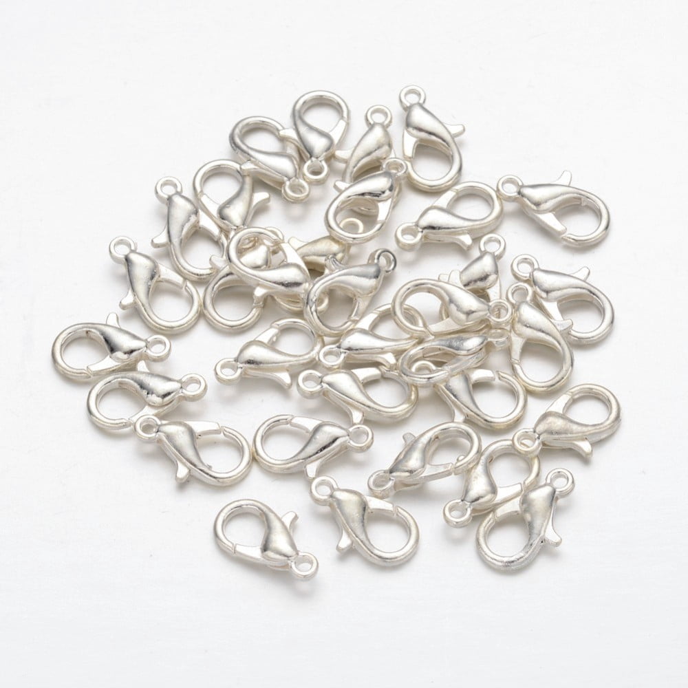 Zinc Alloy Lobster Claw Clasps Parrot Trigger Clasps Cadmium Free & Lead Free Jewelry Making Findings Silver Color Plated 12x6mm Hole: 1.2mm