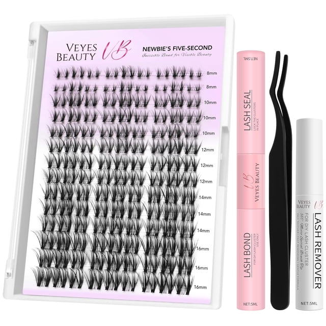 Kit de extensiones de pestañas VEYESBEAUTY Lash Clusters Whisper 8-16 mm
