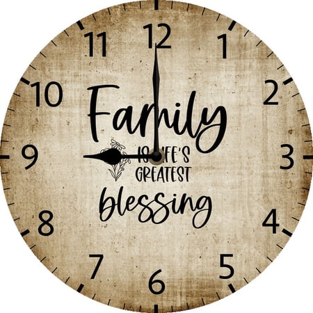 Eveokoki Wooden Rustic Farmhouse Family Round Wall Clock Silent Non Ticking 10 Inch,Battery Operated Vintage Shabby Chic Kitchen Clocks Wall Decorative for Living Room Bedroom Office