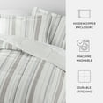 thumbnail image 4 of Noble Linens Down Alternative Vertical Stripe Dune Reversible Comforter Set, 4 of 8