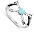 thumbnail image 4 of CHOOSE YOUR COLOR Promise Heart Arrow Larimar Ring .925 Sterling Silver Band Blue CZ Female Size 10, 4 of 4