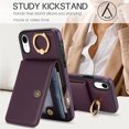 thumbnail image 5 of Allytechgroup iPhone XR Wallet Case, Ring Holder Stand Cards Slots Shockproof Retro Flip Back Cover Phone Case for Apple iPhone XR, Purple, 5 of 8