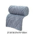 thumbnail image 3 of Soft Warm Fleece Blanket for Winter, Cozy Nap Air Conditioning Throw with Striped Detail, Portable Bed Cover Sofa Blanket in Multiple Colors, Blue, 3 of 6