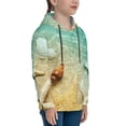 thumbnail image 3 of Balery Starfish And Seashell On The Beach Pattern Boys Hoodie, Youth Pullover Hooded Sweatshirt, Kangaroo Pocket Hoodie for Kids Girls -Small, 3 of 6