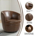 thumbnail image 3 of UIXE Swivel Accent Chair Set of 2 Faux Leather Barrel Chair Upholstered Armchair for Living Room Modern Round Arm Club Chair, Coffee, 3 of 6