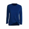 thumbnail image 1 of AherBiu Hauts à Manches Longues pour Femme Blouses Décontractées Amples d'Automne Confortables Nœud avant Col Rond Tee Tops, 1 of 3
