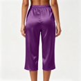 thumbnail image 5 of IMENGL Women's Casual Cropped Pants Loose Satin Pajamas Loungewear Sleep Elastic Waist Silky Bottoms Trousers Soft Wide Leg Pant for Womens,M-XXXL, 5 of 5