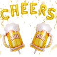 thumbnail image 1 of Jarra de cerveza GLASNES con globos de aluminio para fiestas temáticas, 10 unidades, color amarillo, 1 of 3