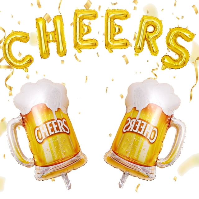Jarra de cerveza GLASNES con globos de aluminio para fiestas temáticas, 10 unidades, color amarillo