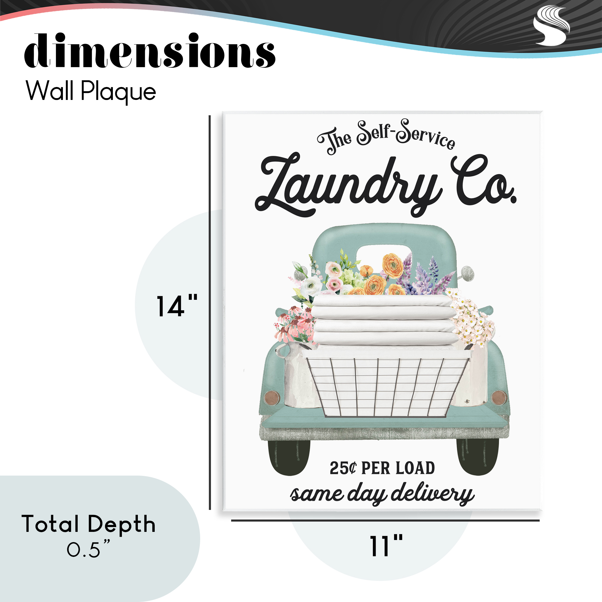 Laundry Delivery Truck Wall Plaque Art, design by Lettered and Lined