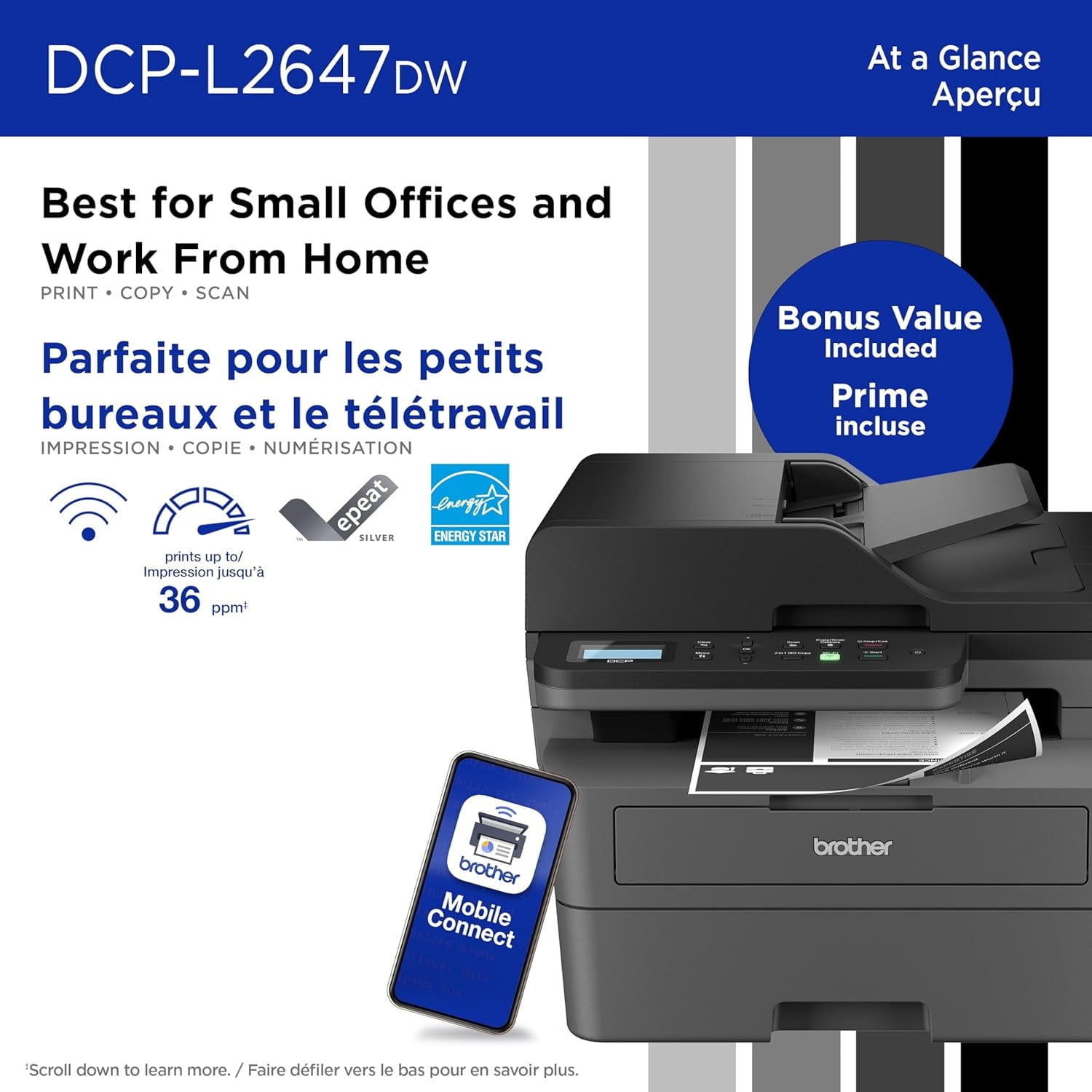 BROTHER DCP-L2647DW Wireless Monochrome All-in-One Laser Printer with Higher Yield Ink