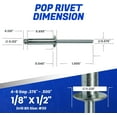 thumbnail image 5 of Fastenere Pop Rivets - 1/8" x 1/2" (100 pcs) Heavy Duty, Open-End, Low Carbon Steel, Dome-Head Blind Rivets, Corrosion-Resistant & High Shear Strength, 4-8 Gap 0.376"-0.500", 5 of 7