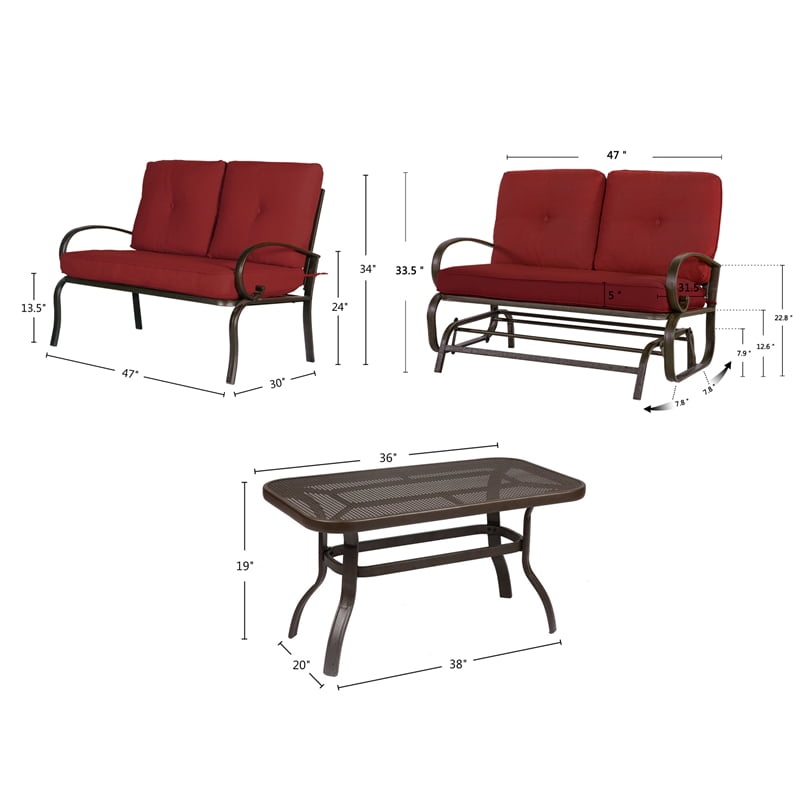3 Piece Metal Conversation Set Wrought, Yorkford Outdoor Furniture