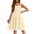thumbnail image 3 of Arshiner Girls' Summer Sundress Floral Boho Spaghetti Strap Ruffled Tiered Midi Dresses Casual Cami Dress, 3 of 8