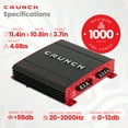 thumbnail image 3 of Crunch PX-1000.2 2 Ch 1000W Class A/B Car Audio Amplifier, Bridgeable Stereo Amp, 3 of 11