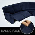 thumbnail image 2 of Velvet 5 Seater Recliner Corner Sofa Slipcovers Stretch Sectional Recliner Sofa Covers Furniture Protectors, Navy Blue, 2 of 9