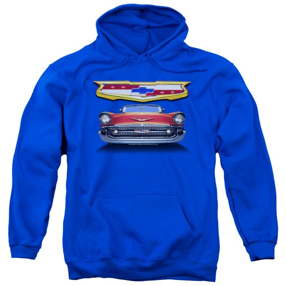 Chevrolet 1957 Bel Air Grille Adult Pullover Hoodie Sweatshirt Royal Blue